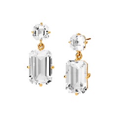 Syna Yellow Gold Rock Crystal Geometrix Earrings