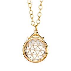 Syna Yellow Gold Rock Crystal Illusion Pendant with Champagne Diamonds
