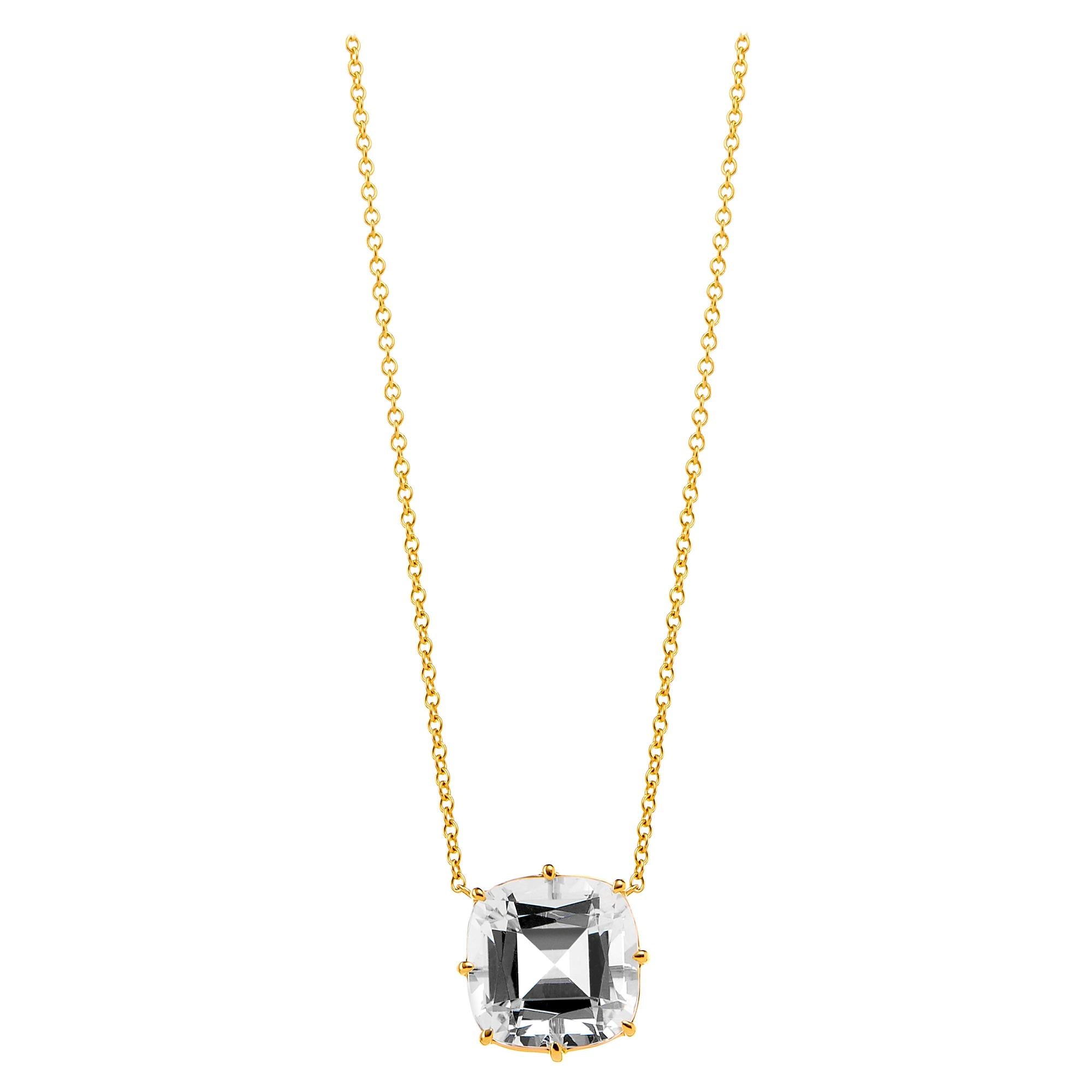 Syna Yellow Gold Rock Crystal Necklace For Sale