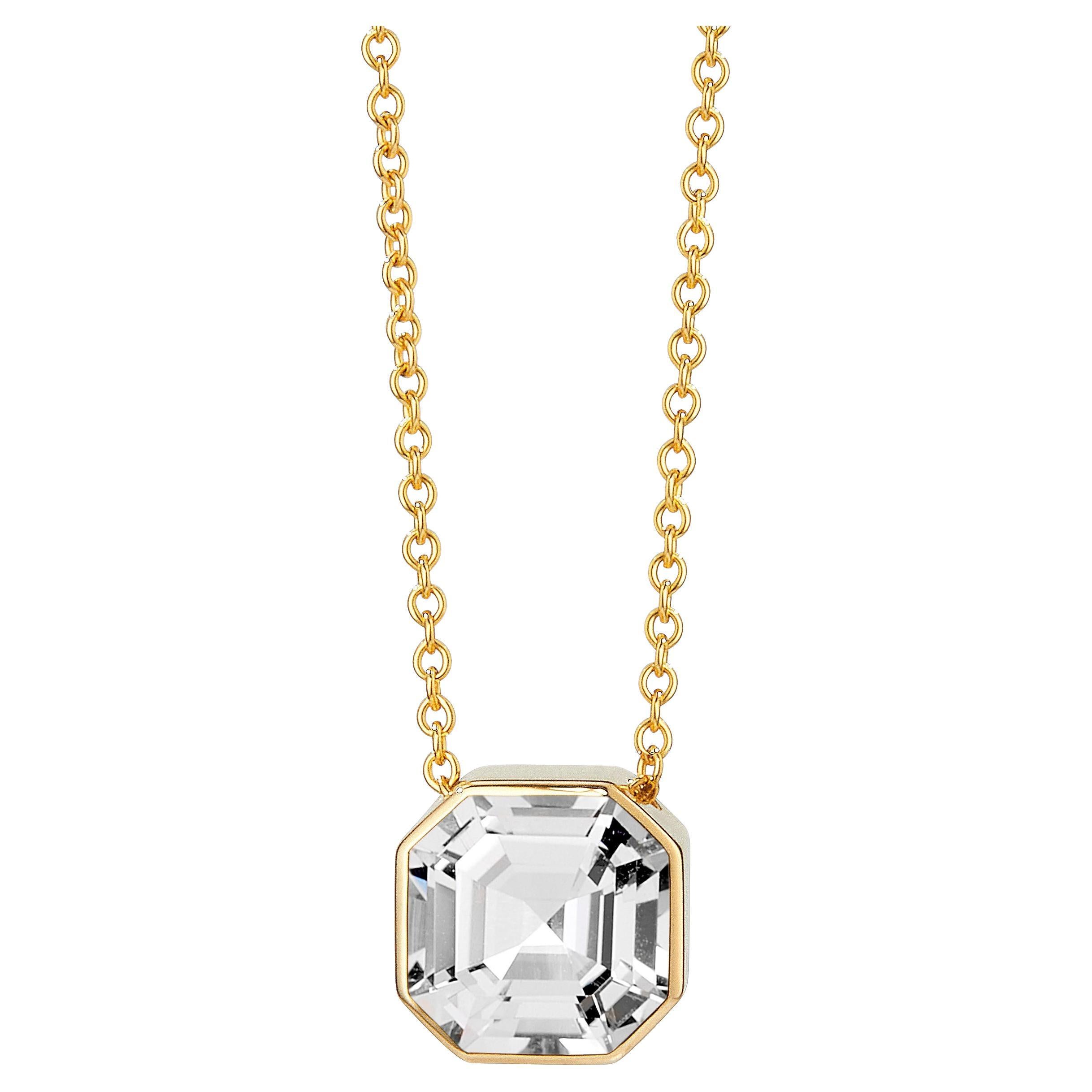 Syna Yellow Gold Rock Crystal Necklace For Sale