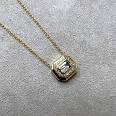 Syna Yellow Gold Rock Crystal Necklace with Diamonds