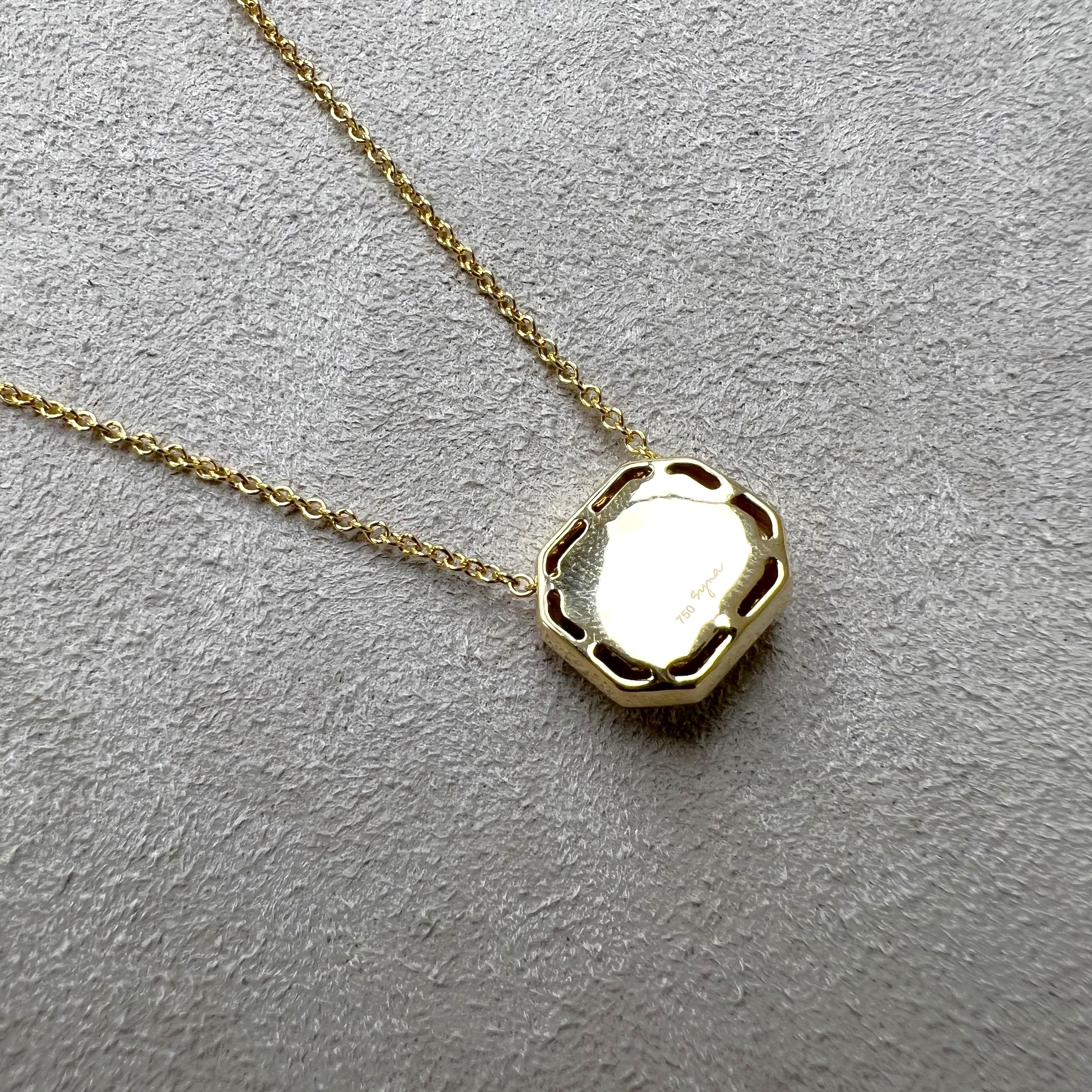 Contemporary Syna Yellow Gold Rock Crystal Necklace with Diamonds For Sale
