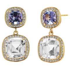 Syna Yellow Gold Rock Crystal & Tanzanite Earrings with Diamonds
