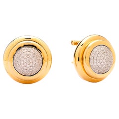 Syna Yellow Gold Round Earrings with Diamonds