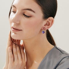 Syna Yellow Gold Rubellite and Amethyst Earrings with Diamonds