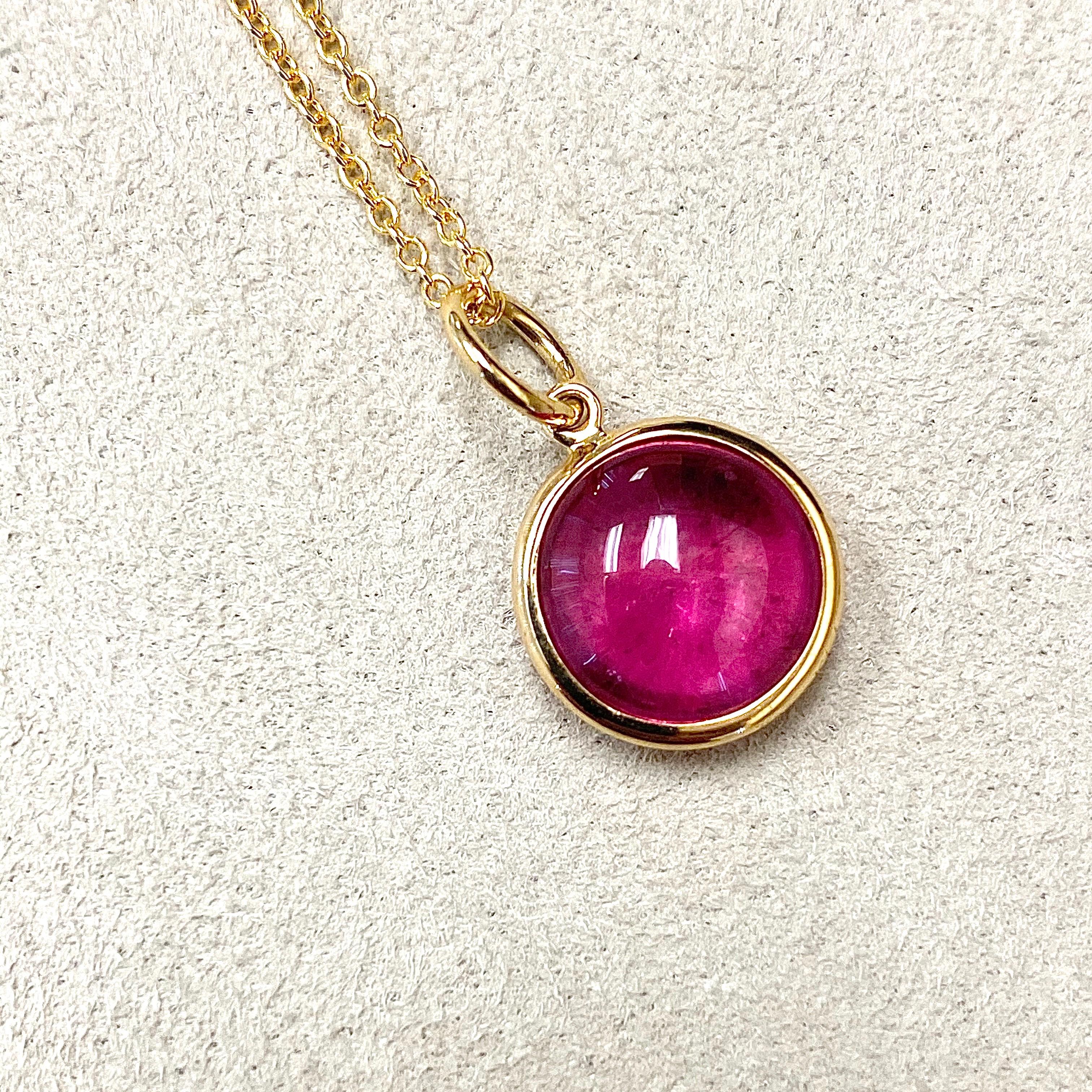 Contemporary Syna Yellow Gold Rubellite Chakra Charm Pendant For Sale