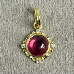 Syna Yellow Gold Rubellite Pendant with Diamonds