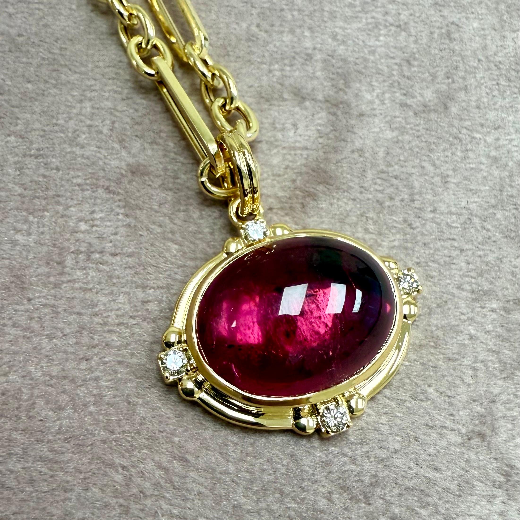Contemporain Pendentif en or jaune Syna Rubellite avec diamants en vente