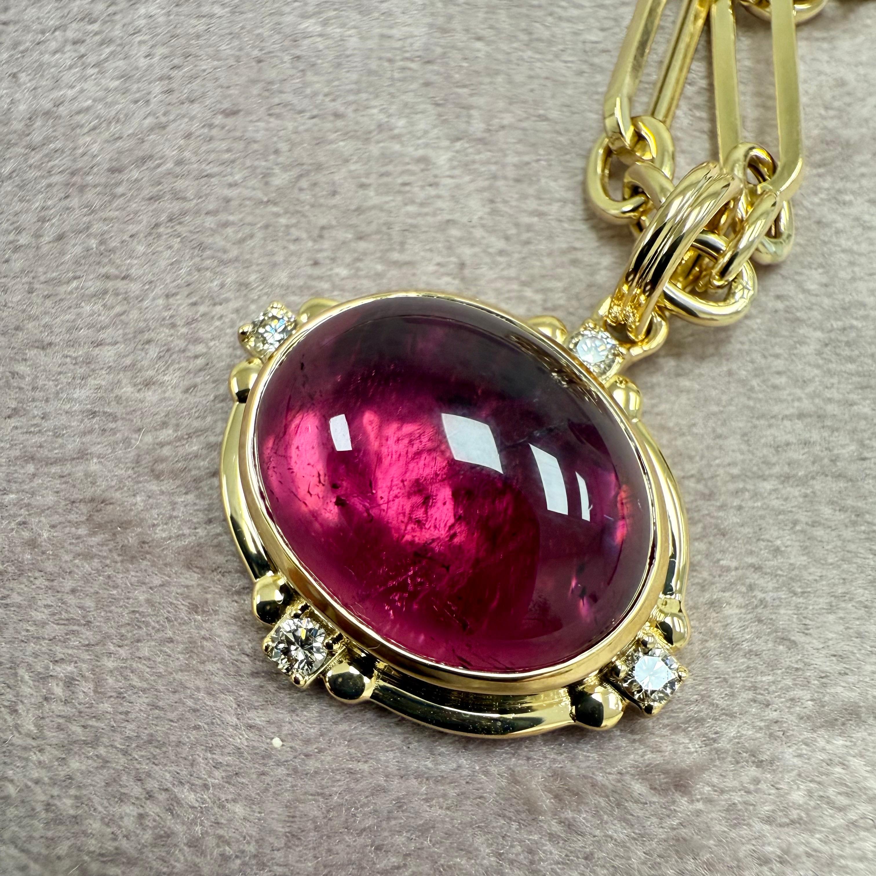 Pendentif en or jaune Syna Rubellite avec diamants Neuf - En vente à Fort Lee, NJ