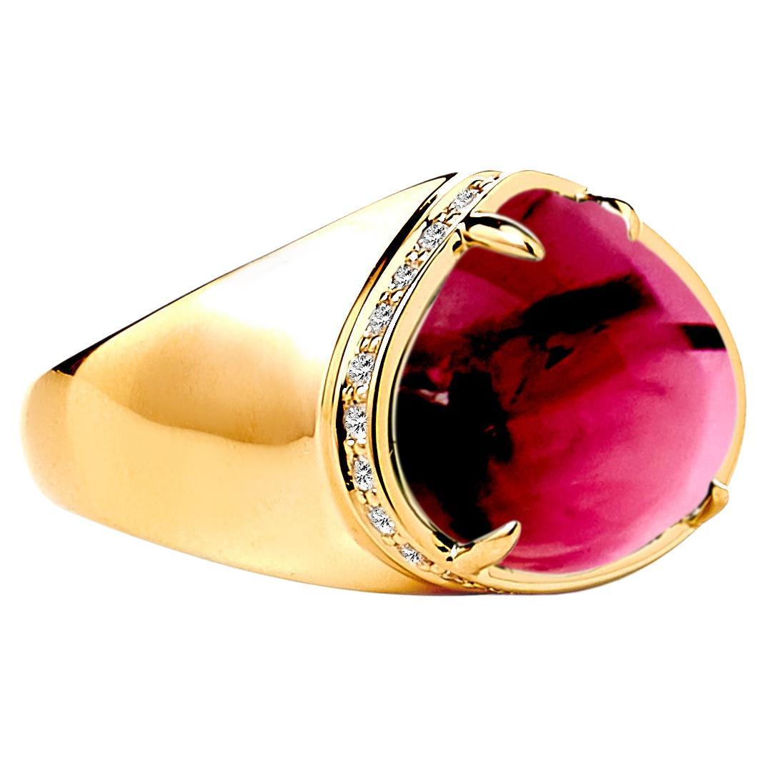 Syna Yellow Gold Rubellite Ring with Diamonds