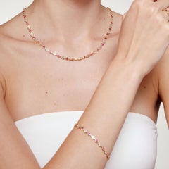 Syna Gelbgold Rubine-Blumen-Halskette mit Diamanten