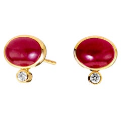 Syna Yellow Gold Ruby Earrings with Champagne Diamond
