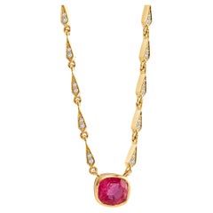 Syna Yellow Gold Ruby Necklace with Diamonds