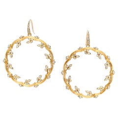 Syna Yellow Gold Satin Twine Earrings with Diamonds
