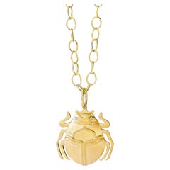 Syna Yellow Gold Scarab Pendant with Champagne Diamonds
