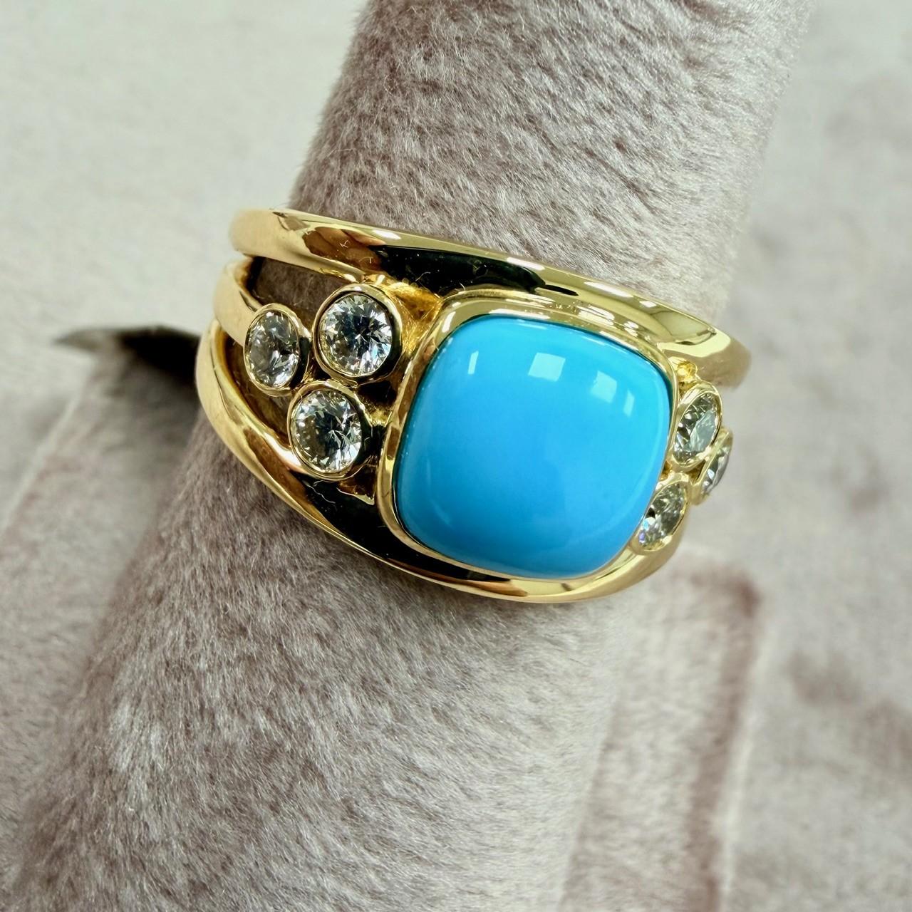 Pulsera de oro amarillo Syna Bella Durmiente Turquesa con diamantes Contemporáneo en venta