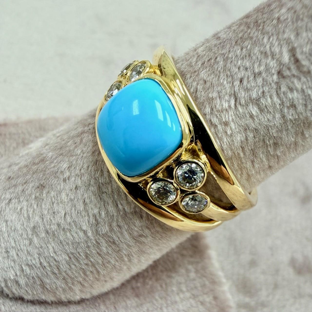 Pulsera de oro amarillo Syna Bella Durmiente Turquesa con diamantes Corte mixto en venta