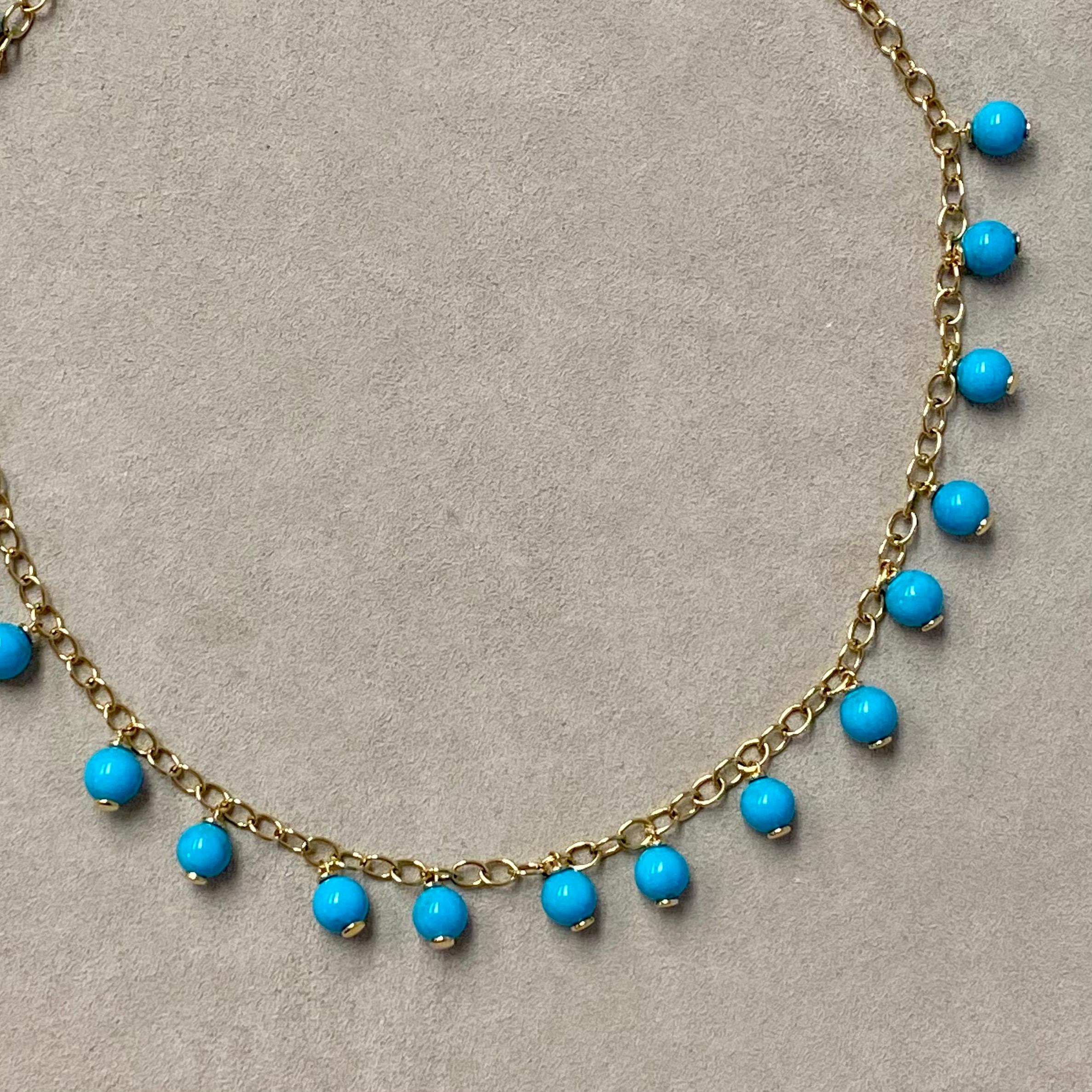 Created in 18 karat yellow gold
18 inch length
Sleeping Beauty Turquoise beads 57 carats approx.
18kyg lobster clasp
Limited edition

Exquisitely crafted in 18 karat yellow gold, this limited edition necklace boasts an 18-inch length and 57 carats