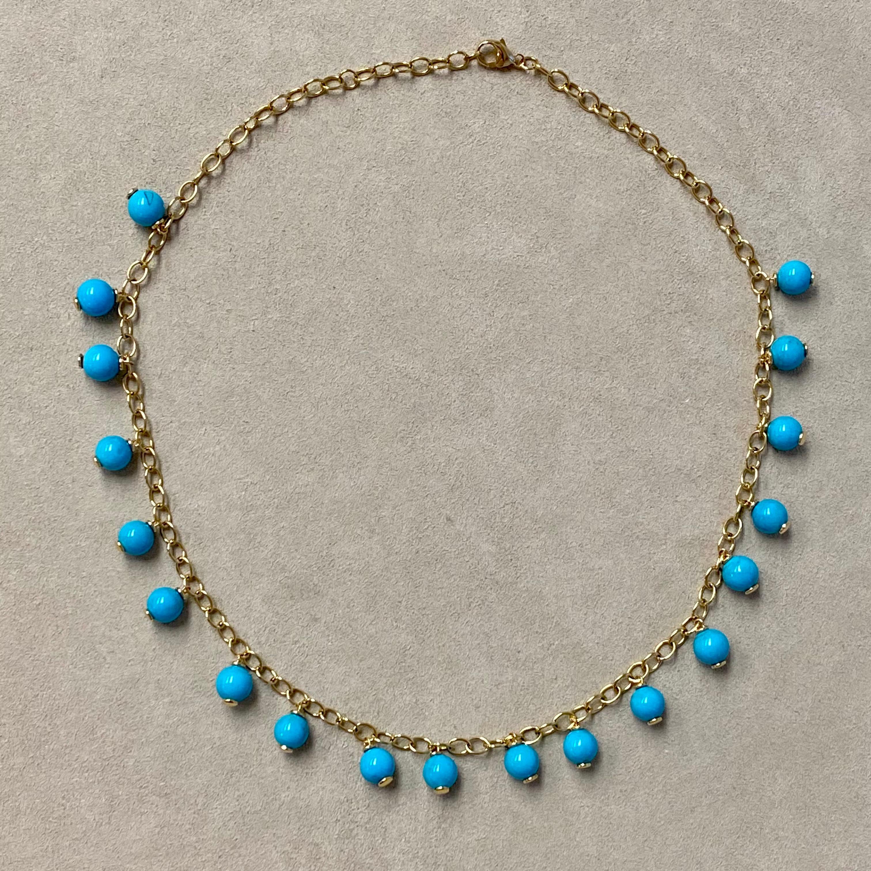 turquoise and gold bead necklace