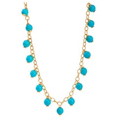 Collana Syna in oro giallo con perle turchesi della Bella Addormentata