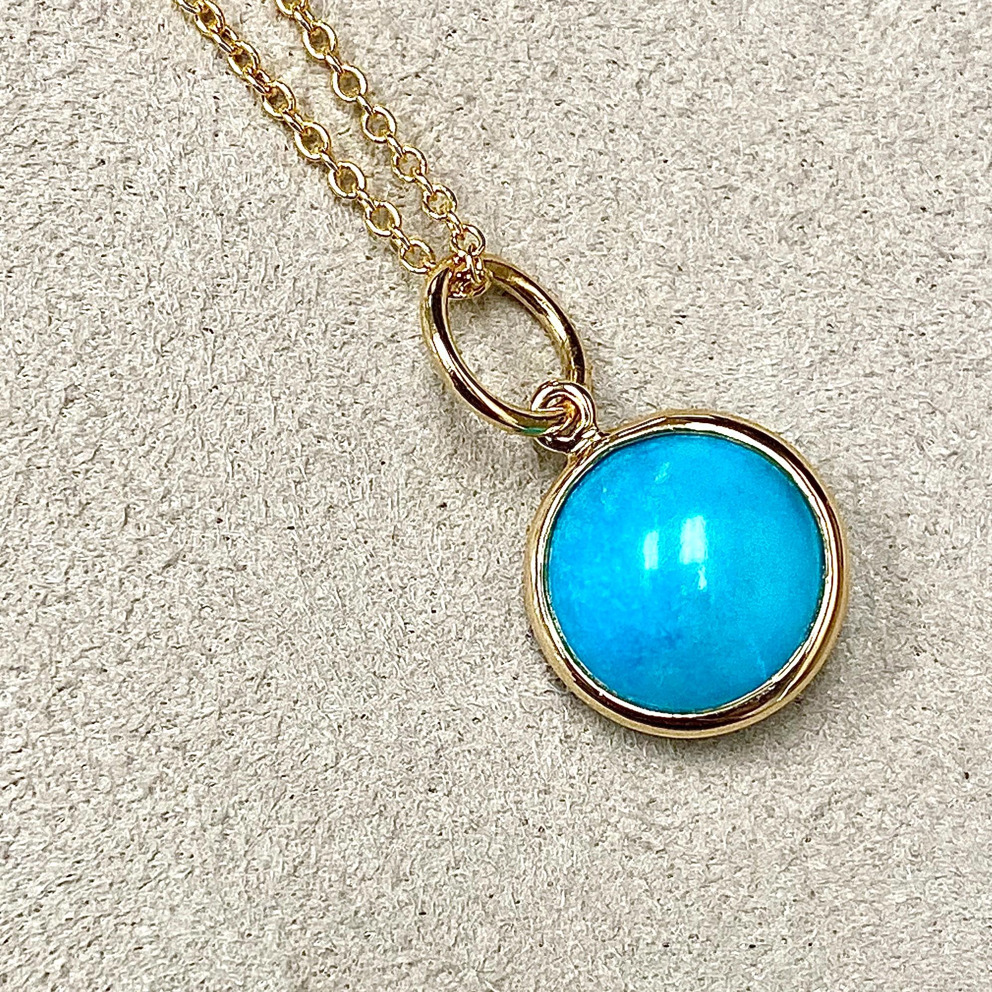 Created in 18 karat yellow gold
10 mm size charm
Sleeping Beauty Turquoise 3.5 cts approx
December Birthstone
Chain sold separately 

Exquisitely crafted in 18 karat yellow gold, this 10 mm charm-pendant is adorned with the opulent beauty of 3.5 cts