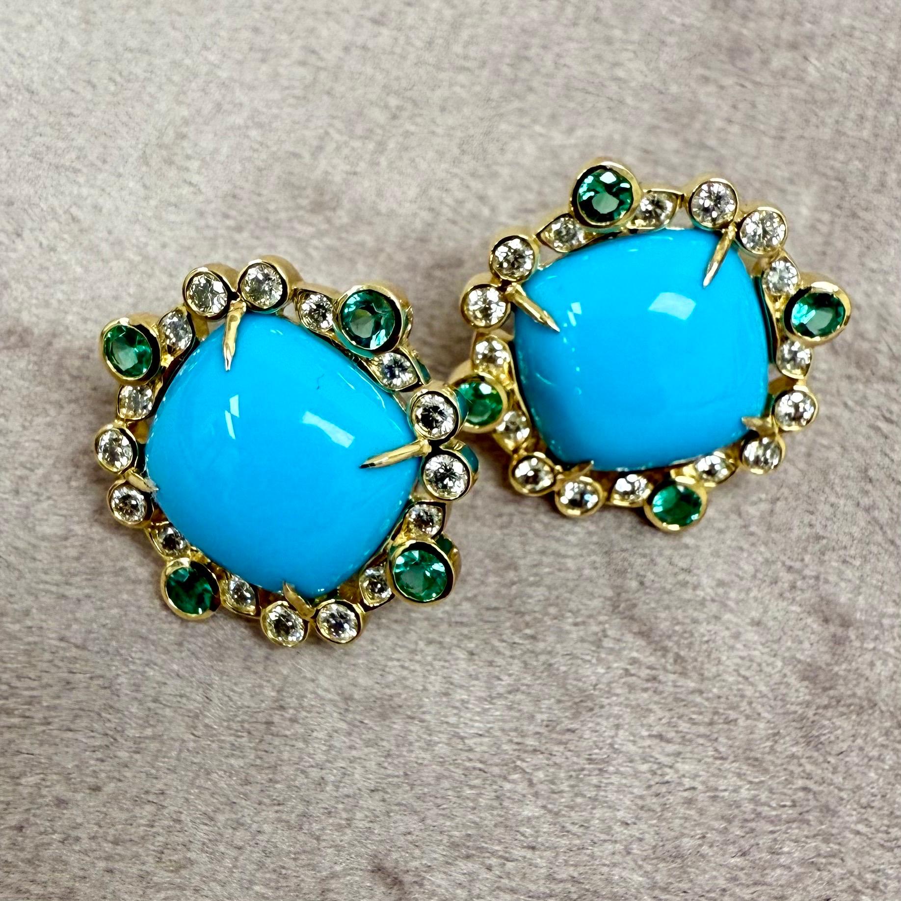 Created in 18 karat yellow gold
Sleeping Beauty Turquoise 9.50 carats approx.
Emeralds 0.40 carat approx.
Diamonds 0.60 carat approx.
18kyg butterfly backs
Limited edition


About the Designers ~ Dharmesh & Namrata

Drawing inspiration from little