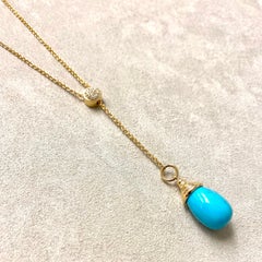 Syna Yellow Gold Sleeping Beauty Turquoise Necklace with Champagne Diamonds