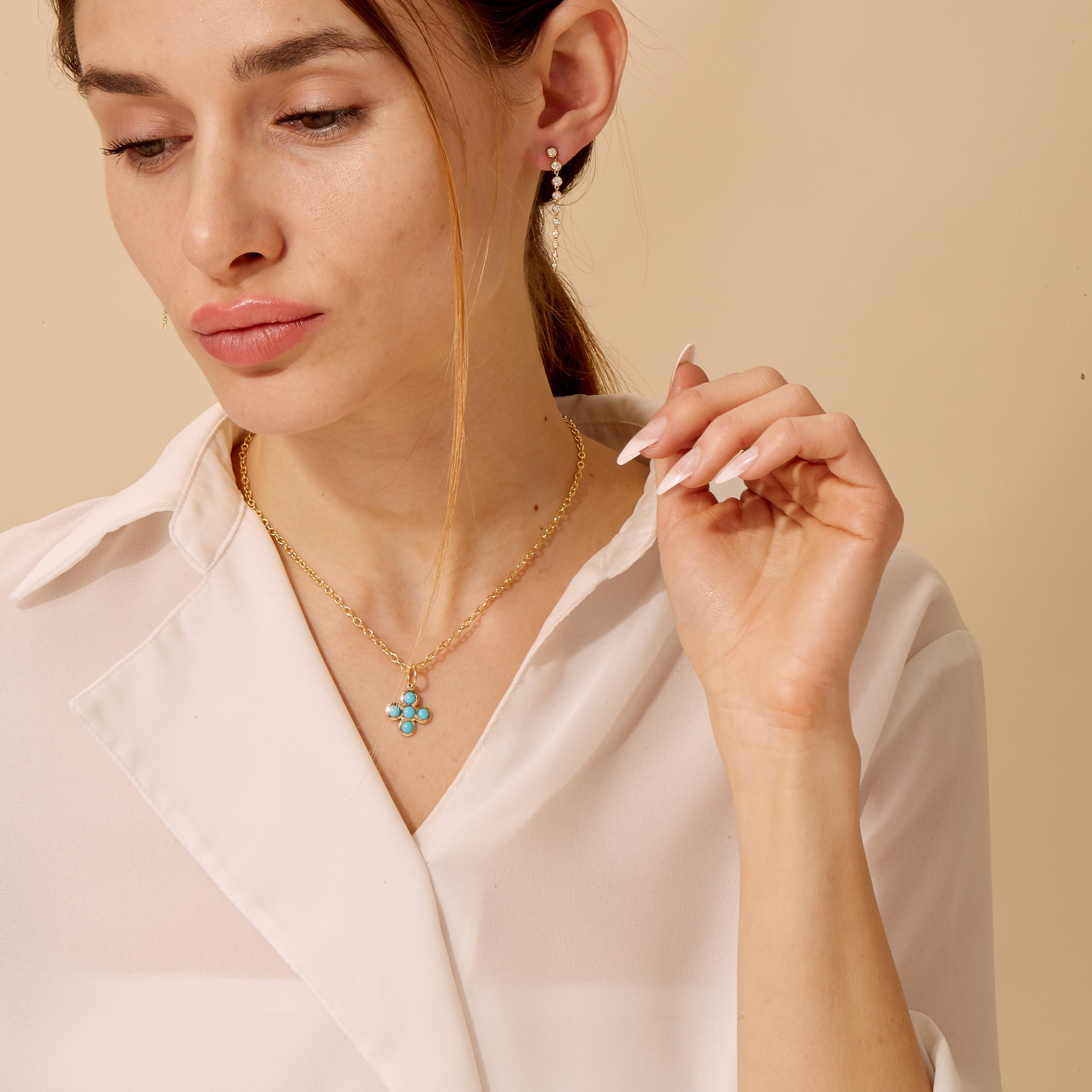 Contemporary Syna Yellow Gold Sleeping Beauty Turquoise Pendant