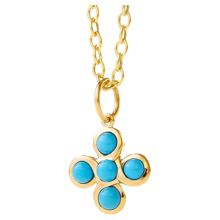 Syna Yellow Gold Sleeping Beauty Turquoise Pendant For Sale at 1stDibs