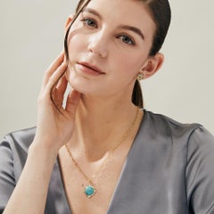 Syna Yellow Gold Sleeping Beauty Turquoise Pendant with Diamonds