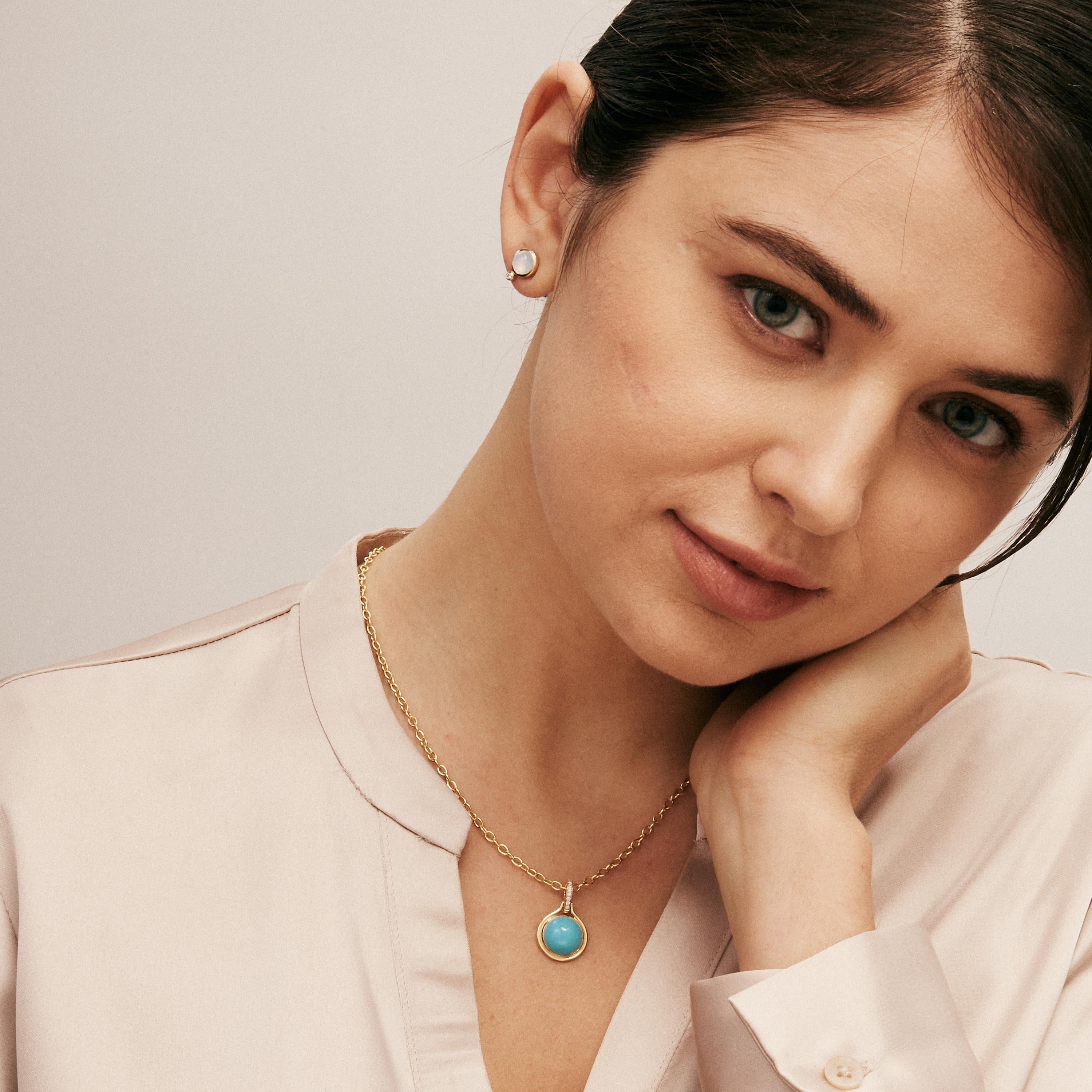 yellow gold turquoise pendant