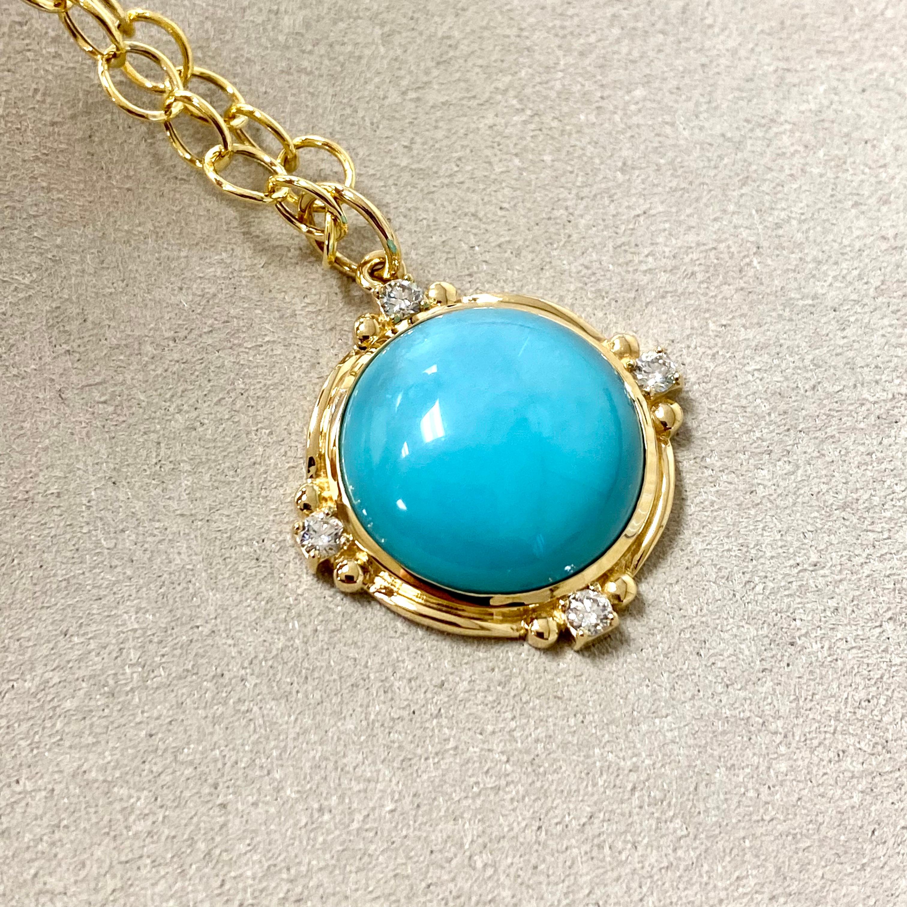 yellow gold turquoise pendant