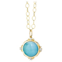 Syna Yellow Gold Sleeping Beauty Turquoise Pendant with Diamonds