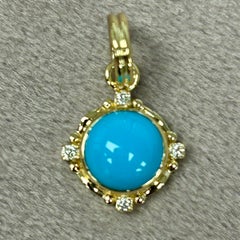 Syna Yellow Gold Sleeping Beauty Turquoise Pendant with Diamonds