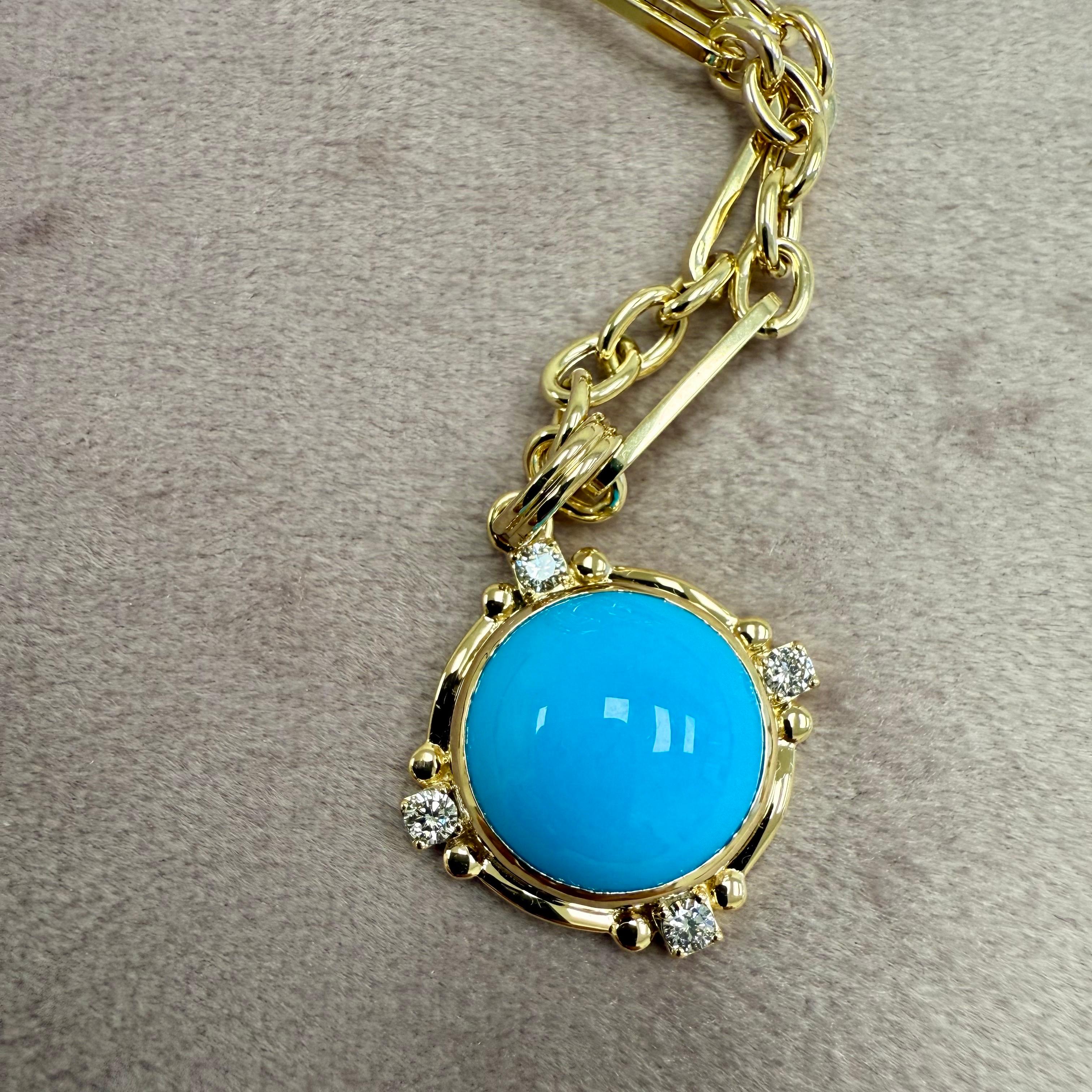 Contemporain Syna Pendentif en or jaune Turquoise Belle au bois dormant avec diamants en vente