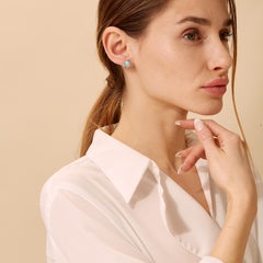 Syna Yellow Gold Sleeping Beauty Turquoise Studs with Diamonds