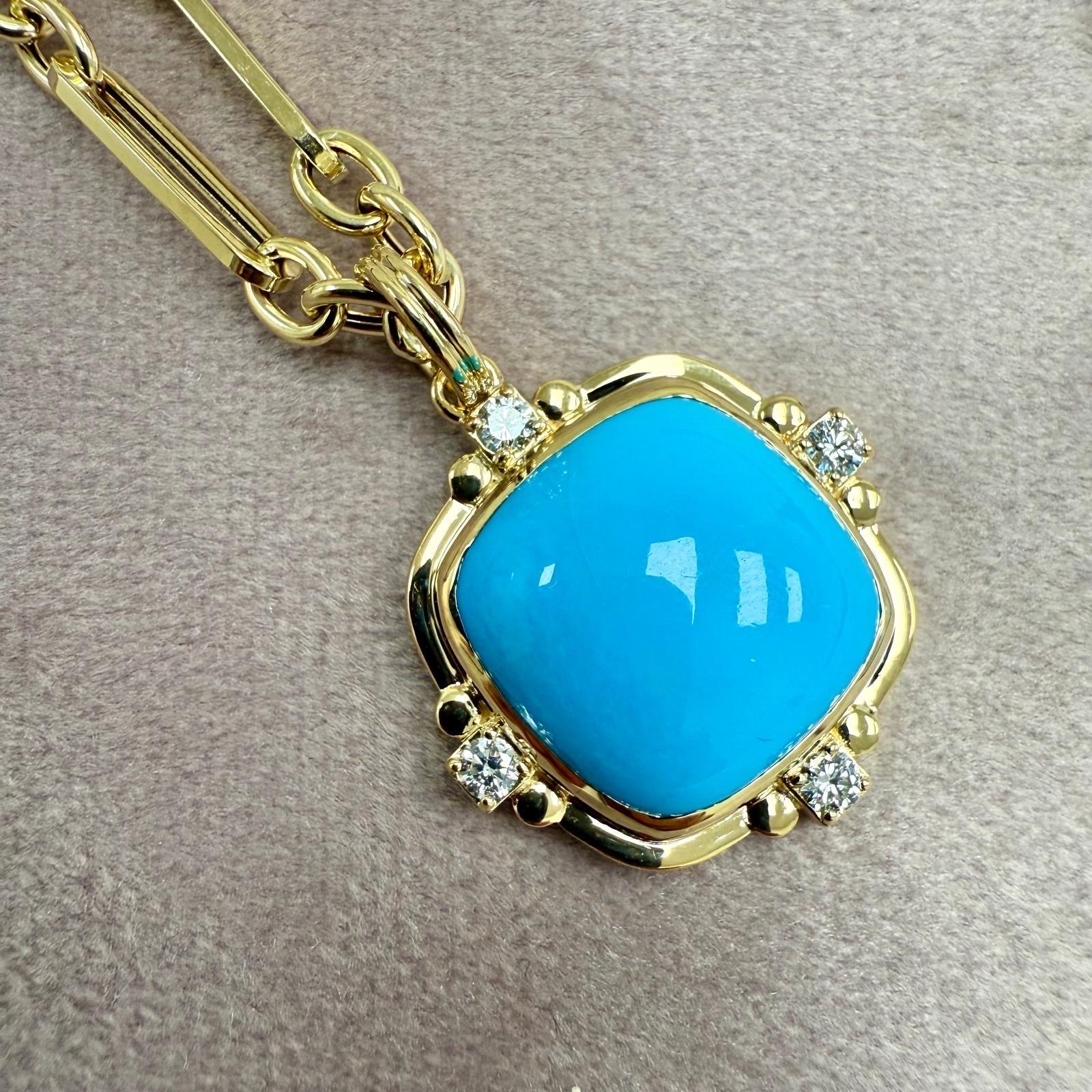 Creato in oro giallo 18 carati
Turchese Sleeping Beauty 12.40 carati circa.
Diamanti 0,26 carati circa.
Catena venduta separatamente
Edizione limitata




 Informazioni sui designer ~ Dharmesh & Namrata

Traendo ispirazione dalle piccole cose,