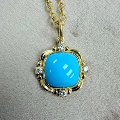 Colgante de oro amarillo Syna Bella Durmiente Turquesa Pan de Azúcar con Diamantes