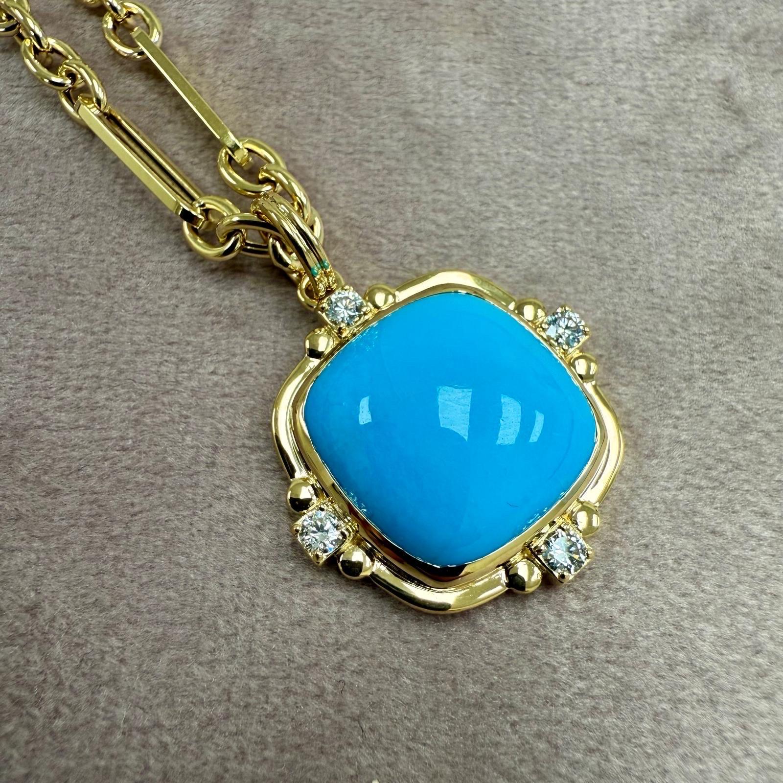 Contemporaneo Ciondolo Pan di Zucchero in turchese della Bella Addormentata in oro giallo Syna con diamanti in vendita