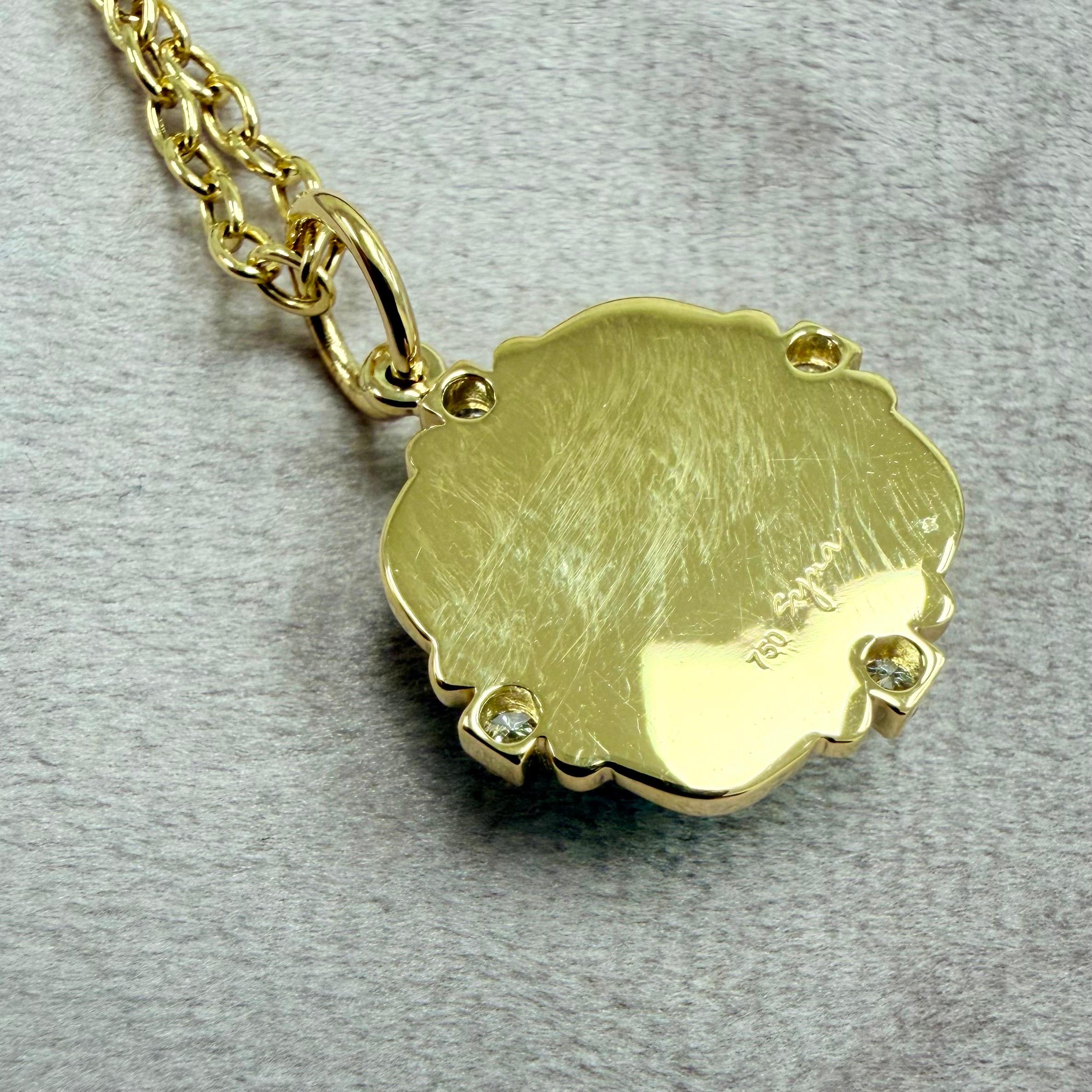 Contemporain Syna Pendentif pain de sucre en or jaune avec diamants - Sleeping Beauty Turquoise en vente