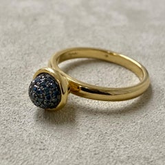 Syna Yellow Gold Small Blue Diamond Pave Ring