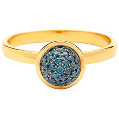 Syna Yellow Gold Small Blue Diamond Pave Ring