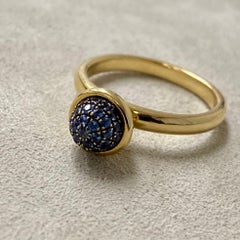 Syna Yellow Gold Small Blue Sapphire Pave Ring