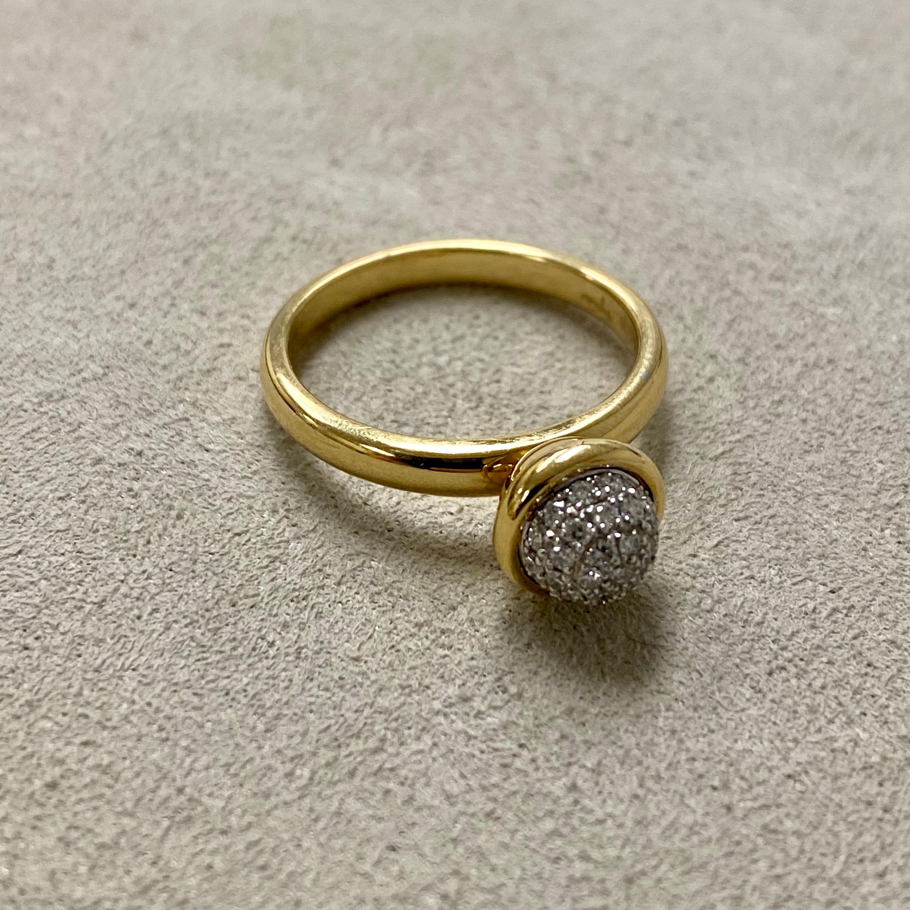 Created in 18 karat yellow gold
Diamonds 0.30 carat approx.
Diamond pave ring 8 mm diameter approx.
Ring size US 6.5, can be sized upon request.

Exquisitely handcrafted in 18-karat yellow gold, this diamond-pave ring features 0.30 carats of