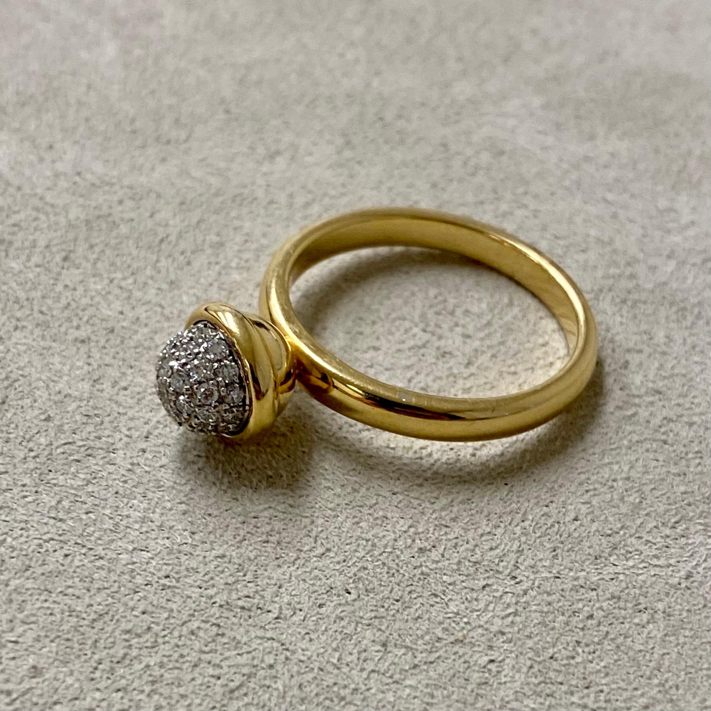 Round Cut Syna Yellow Gold Small Diamond Pave Ring For Sale