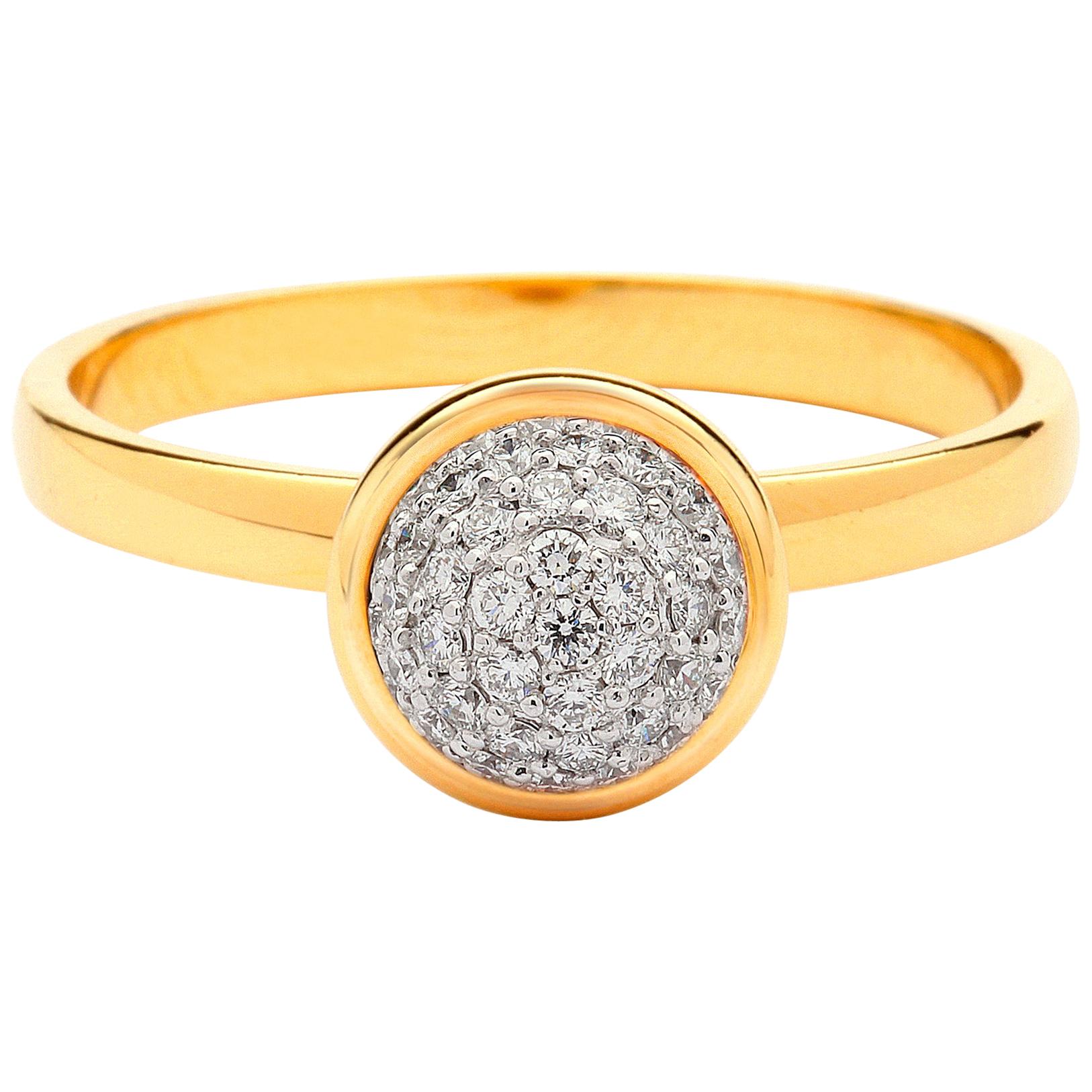 Syna Yellow Gold Small Diamond Pave Ring