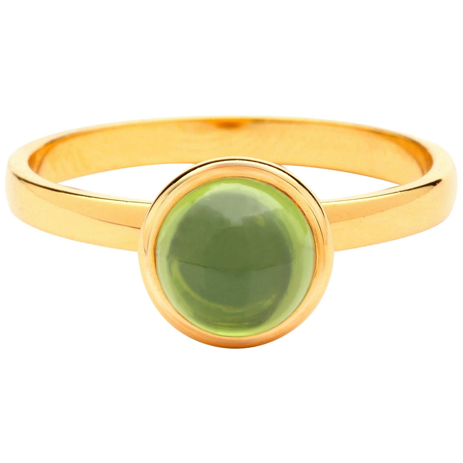 Syna Yellow Gold Small Peridot Ring For Sale