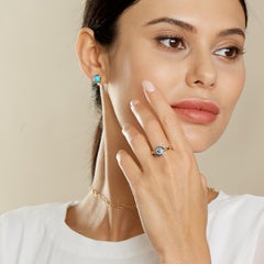 Syna Yellow Gold Small Reversible Evil Enamel Ring with Diamonds