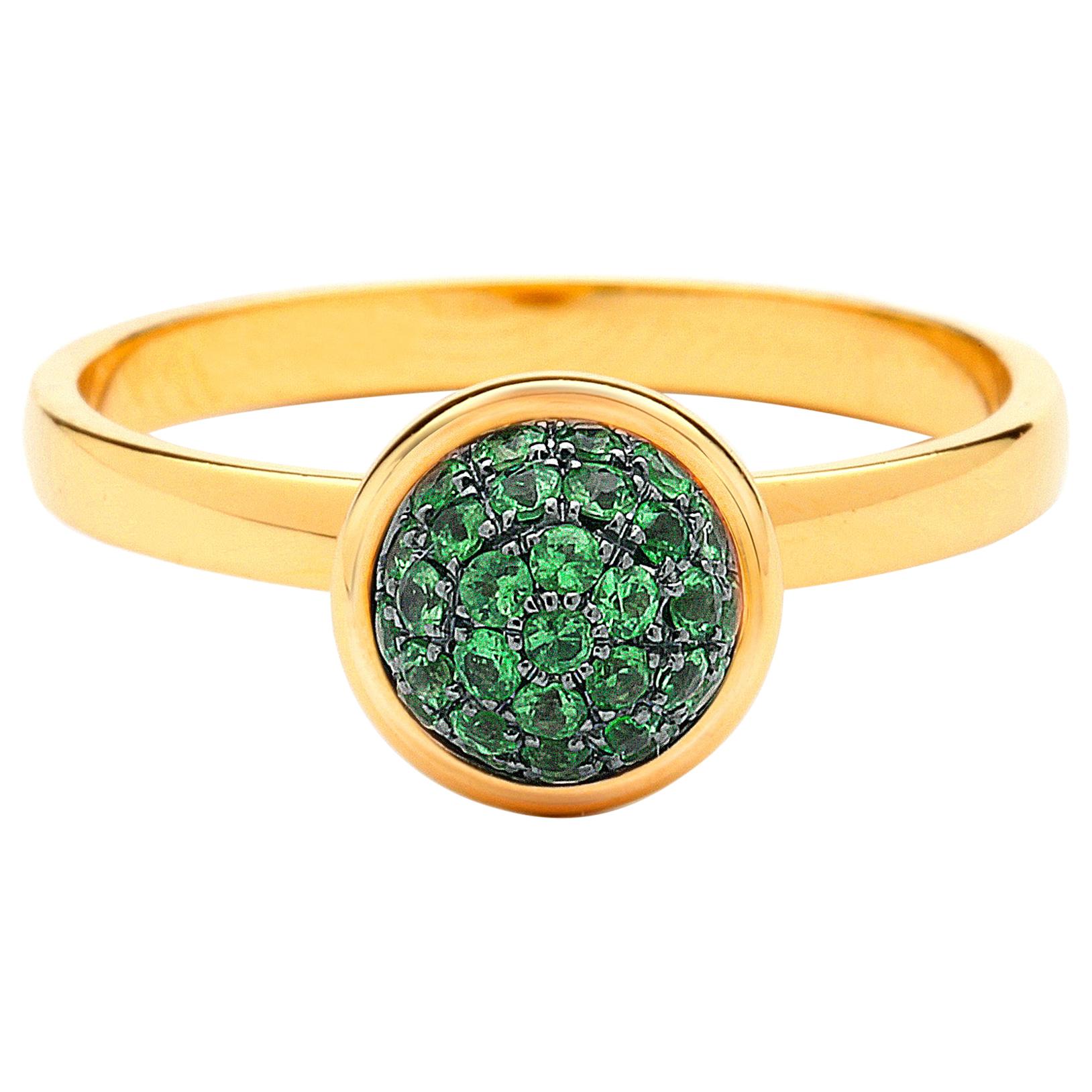 Syna Yellow Gold Small Tsavorite Pave Ring