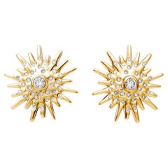 Syna Yellow Gold Starburst Earrings with Champagne Diamonds